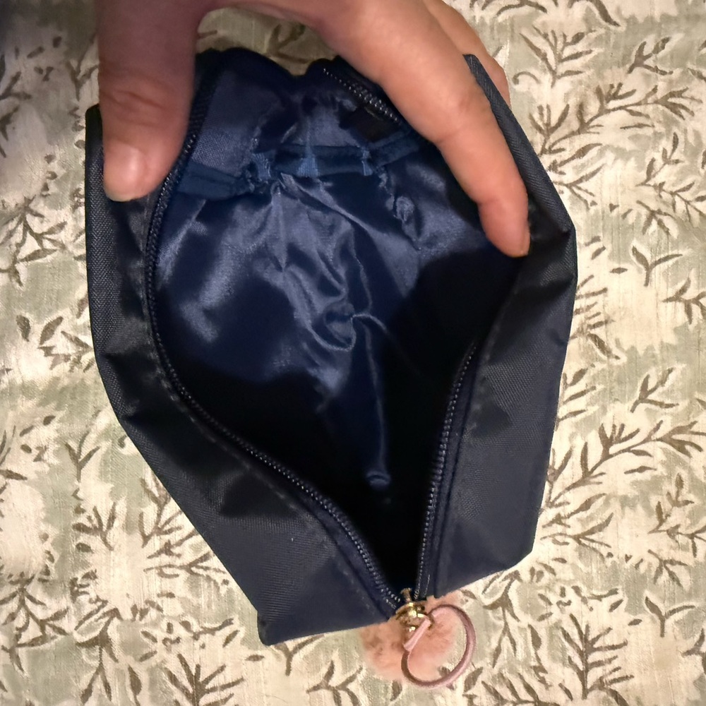 Navy Cosmetic Bag with Gold Accent - Picture 3 of 5